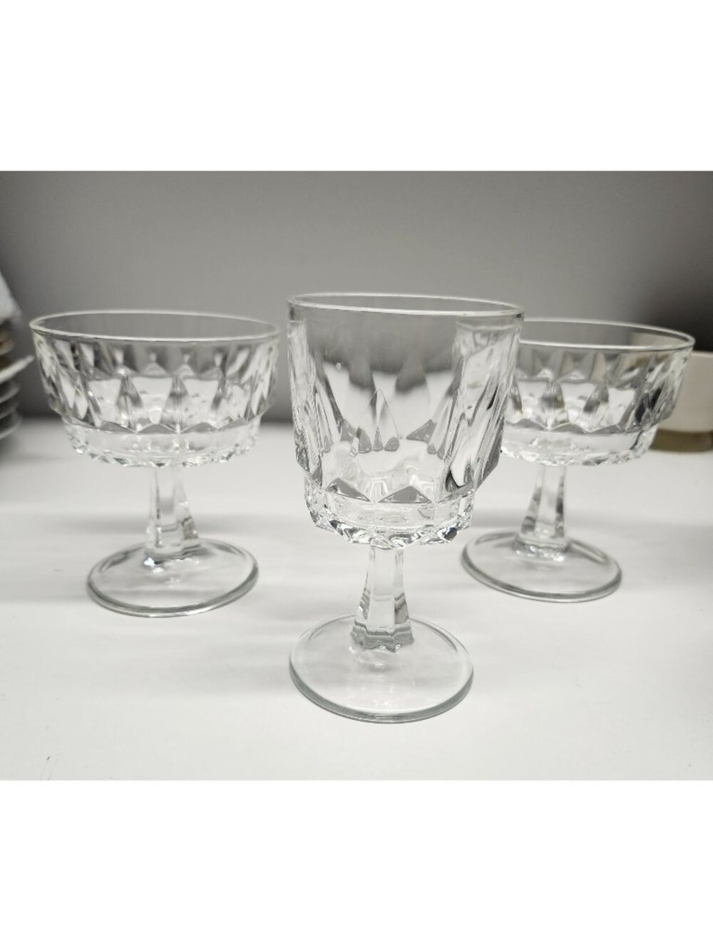 Arcoroc Arctic Goblets Mixed Set of 3 Glasses Wine Goblet Footed Cups France